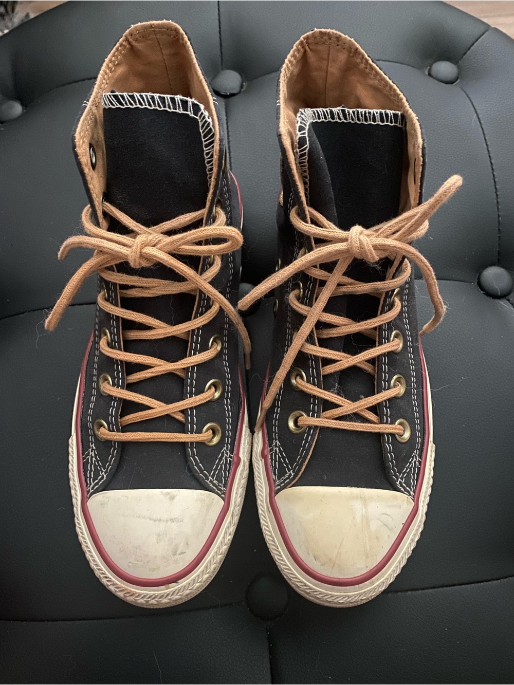 Converse Black High-Top Sneakers with Tan Interior